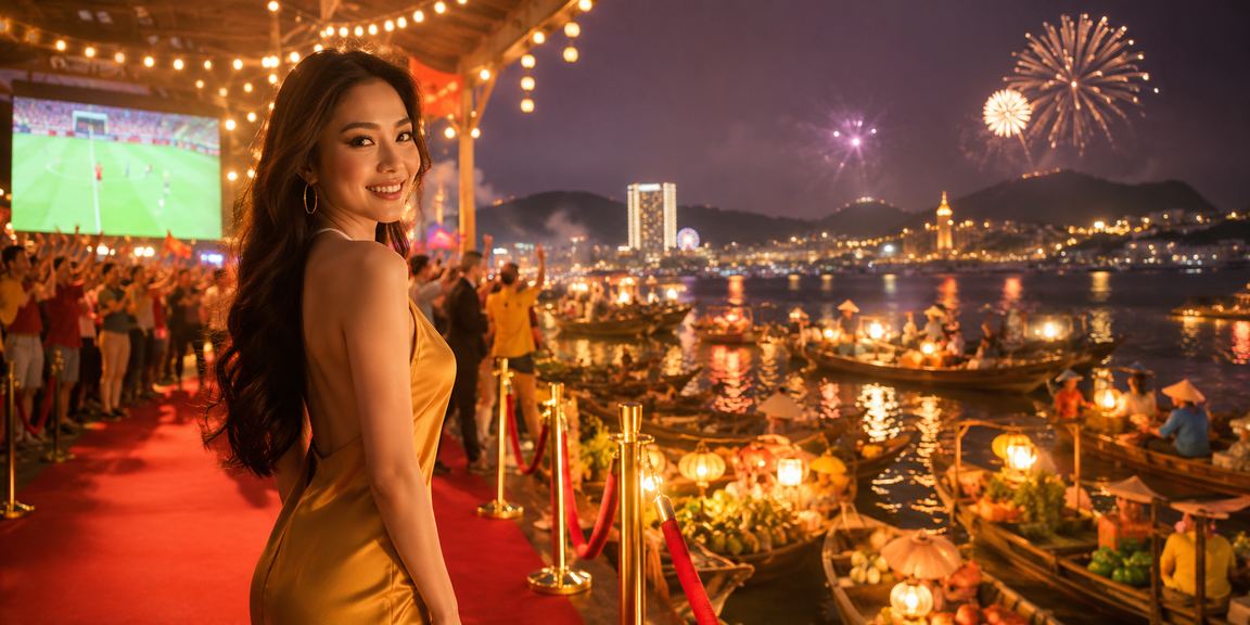 Không khí Vũng Tàu ban đêm khi người dùng theo dõi lịch thể thao